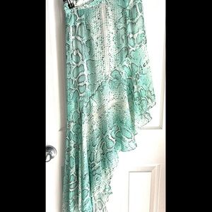 Rococo Sand Mint Snake-Print Asymmetrical Skirt
